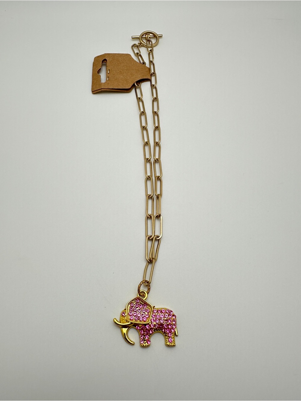 Pink Elephant Pendant Necklace